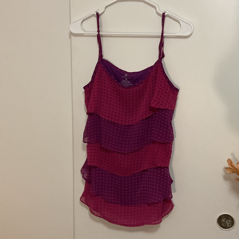 New York & Company Purple and Pink Layered Camisole